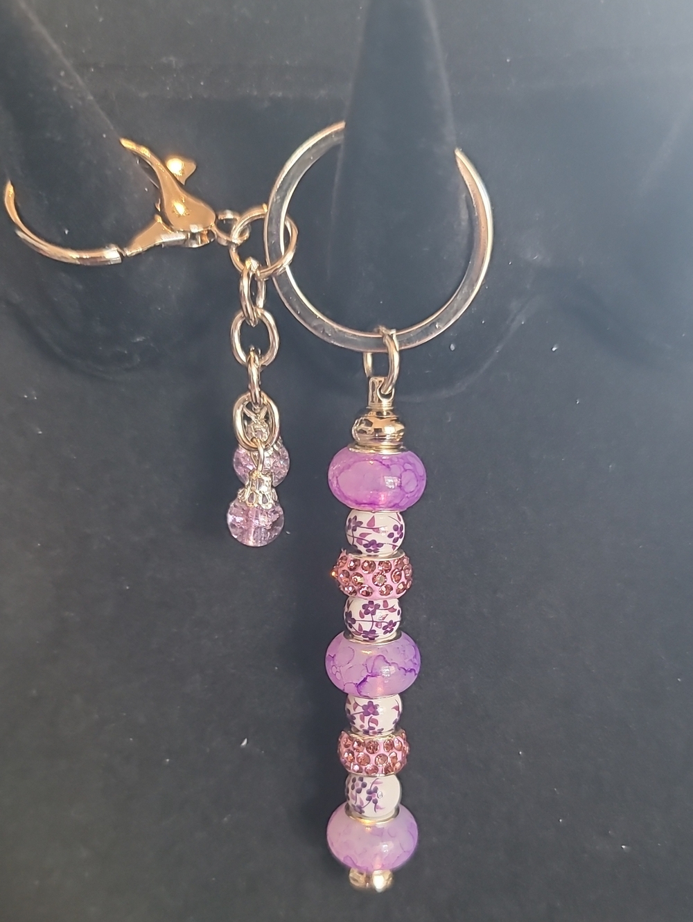 Purple Beaded Keyring Charm